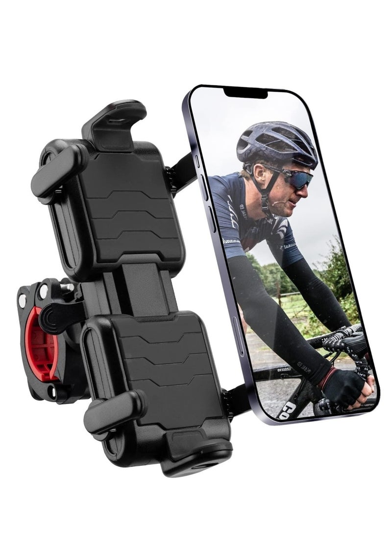 SYOSI Bike Phone Mount Holder Motorcycle Phone Mount for Handlebar Accessories Compatible with iPhone 13 13 Pro Max 11, Galaxy and Other 4.1-6.8 Inches Cellphones (Black) - Image 1