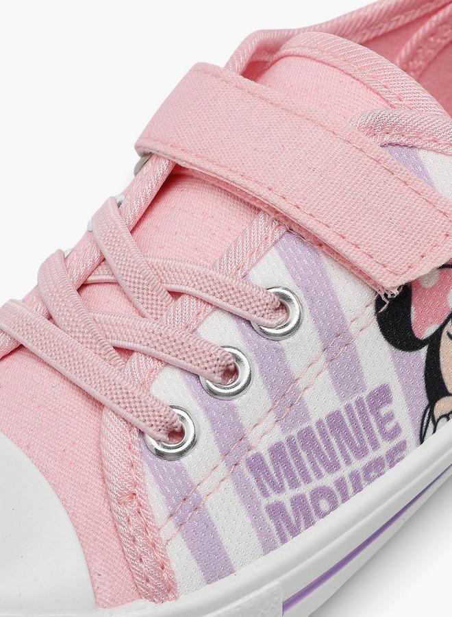 Disney Girls Minnie Mouse Print Hook & Loop Ankle Sneakers - Image 4