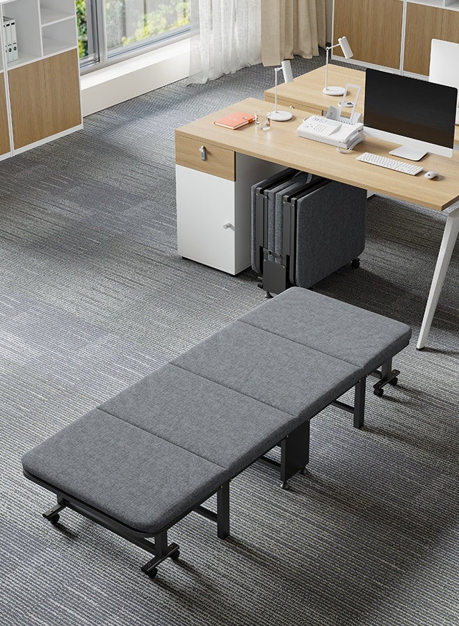 Generic Premium Folding Office Bed - 4-Fold Portable Single Bed with Hard Foam Design, Swivel Wheels, Heavy-Duty Metal Frame, and 6-Position Adjustable Headrest, 190x80 cm, Ideal for Office, Study, and Living Room  - Image 2