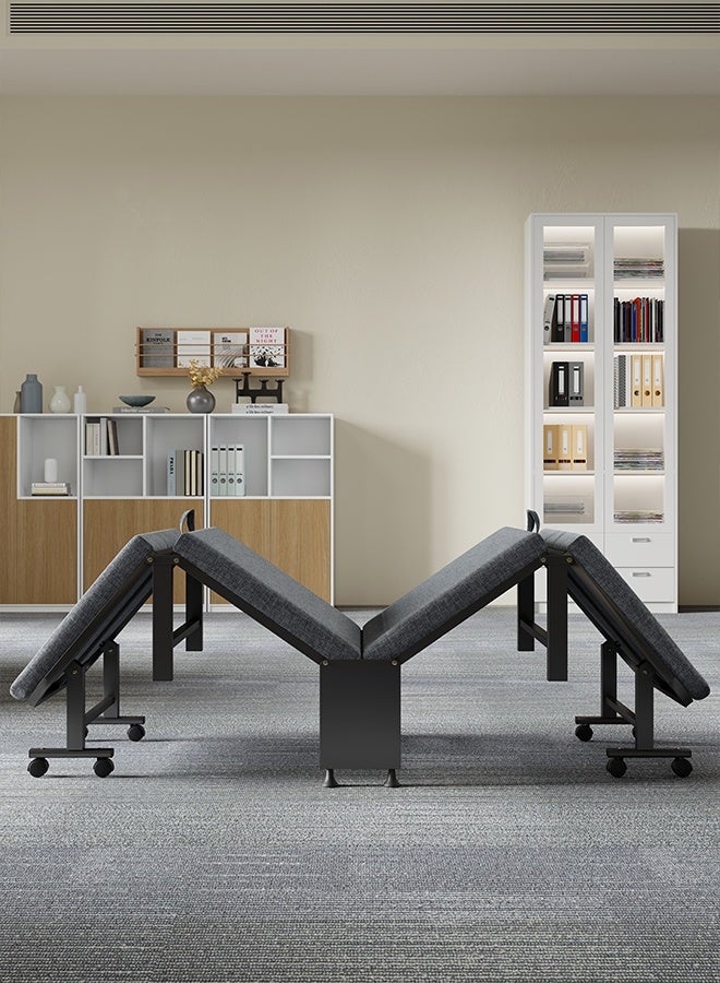 Generic Premium Folding Office Bed - 4-Fold Portable Single Bed with Hard Foam Design, Swivel Wheels, Heavy-Duty Metal Frame, and 6-Position Adjustable Headrest, 190x80 cm, Ideal for Office, Study, and Living Room  - Image 4