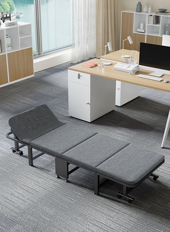 Generic Premium Folding Office Bed - 4-Fold Portable Single Bed with Hard Foam Design, Swivel Wheels, Heavy-Duty Metal Frame, and 6-Position Adjustable Headrest, 190x80 cm, Ideal for Office, Study, and Living Room  - Image 1