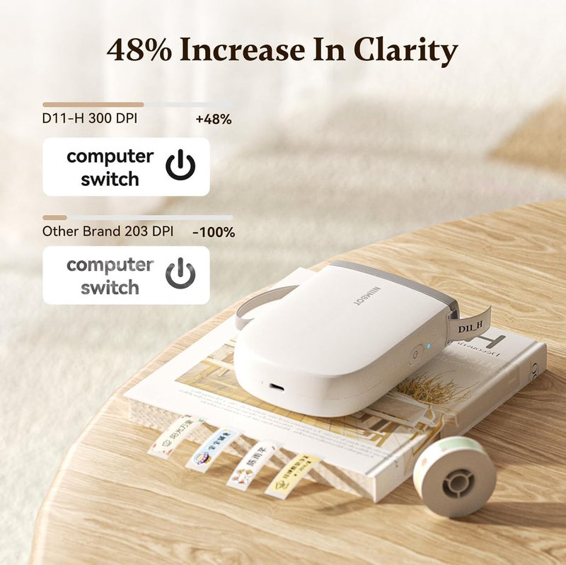 D11 Upgraded Version Label Maker Machine with 3 Rolls Tape, 300DPI Bluetooth Label Printer, Portable Thermal Printer, Sticker Maker for Organizing Home Office School,White - Image 5