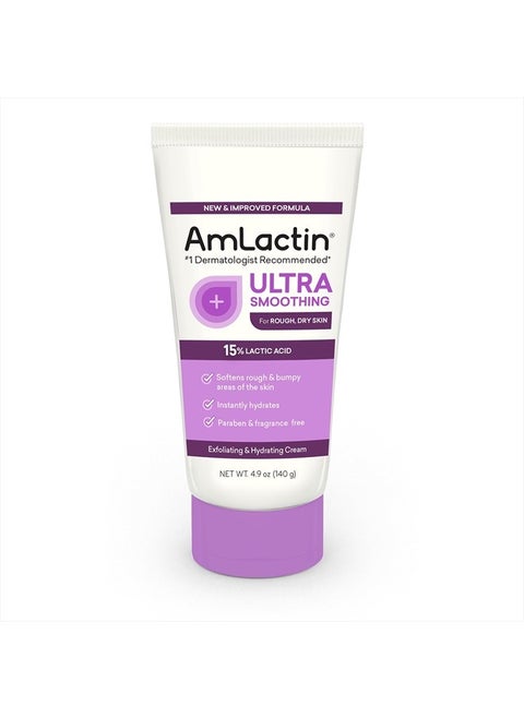 Ultra Smoothing - 4.9 oz Body & Hand Cream with 15% Lactic Acid - Exfoliator and Moisturizer for Rough and Bumpy Dry Skin (Packaging May Vary)