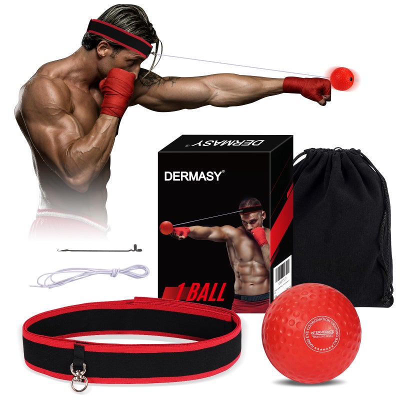 Dermasy Upgraded Boxing Reflex Ball, Boxing Training Ball with Headband Perfect for Reaction, Punching Speed, Fight Skill, Fitness, Newst Boxing Equipment (1 Ball) - Image 1
