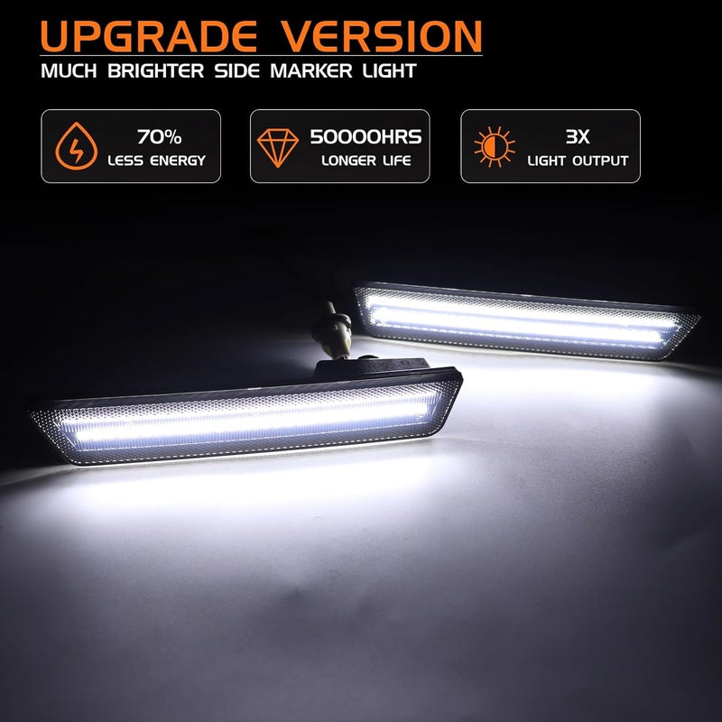 FetonAuto Smoked Lens White LED Side Marker Lights - Image 2