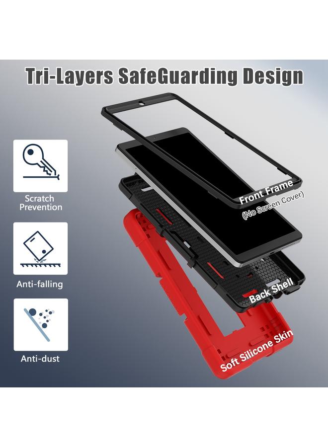 اس-توب جراب لجهاز Lenovo Tab M8 من الجيل الرابع، مصنوع من السيليكون بلون متباين، مع حامل. - Image 3