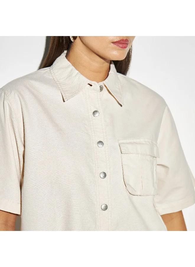 Lee Cooper Lee Cooper Boxy Crop Shirt with Pocket
