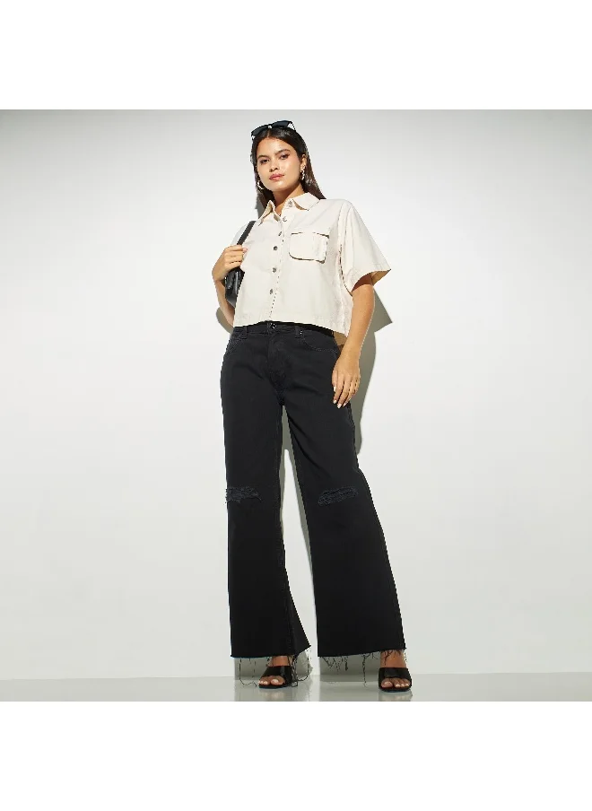 Lee Cooper Lee Cooper Boxy Crop Shirt with Pocket
