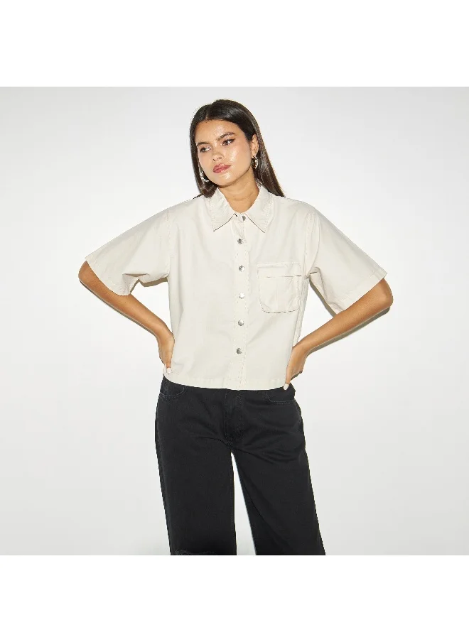 Lee Cooper Lee Cooper Boxy Crop Shirt with Pocket
