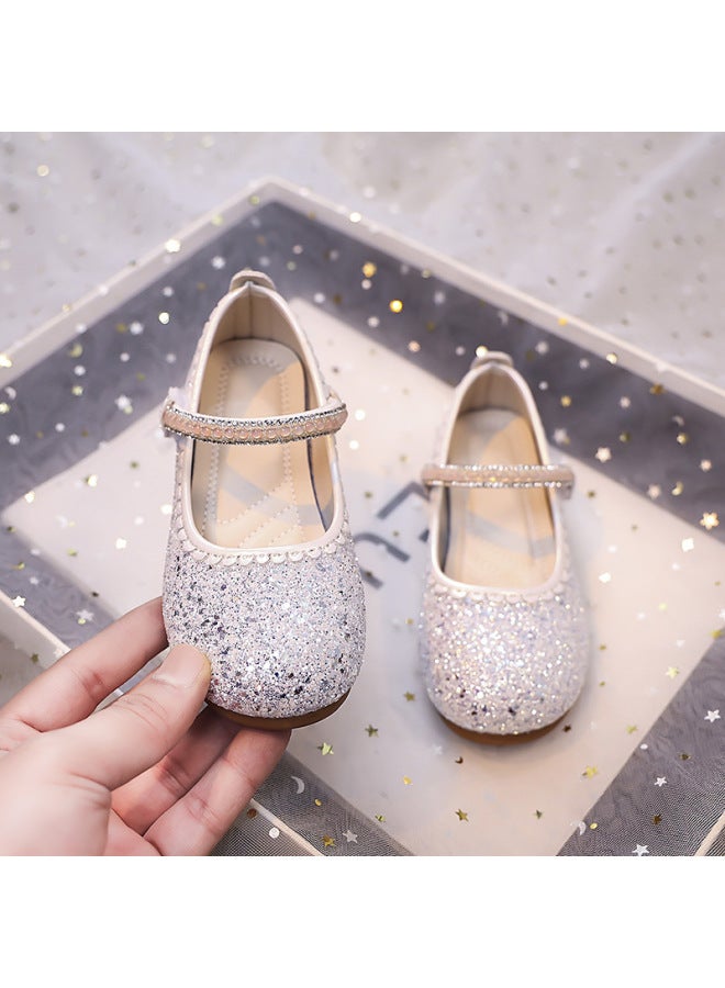 Simple Glitter Princess Shoes Girls Leather Shoes Sweet Children's Performance Shoes