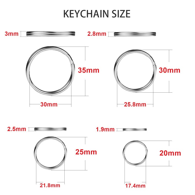 ZoloAJay 40 Pack Silver Key Ring Keychain Assorted in 4 Sizes Metal Round Split Key Chains Rings for Home Car Dog Tag Office Lanyards Keys Attachment - Image 2