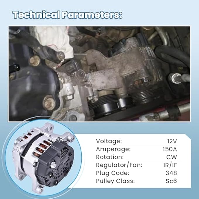 FuseRish 37300-2G800 Alternator 150A Compatible with Hyundai Santa Fe Sport/Base 2.0T 2.4L 2.0L 2013-16; for Sonata GLS 2.4L 2014; for Optima EX/LX 2.4L 2.0L 14-15; for Sorento LX 2.4L 12-2014 11606, 11710N - Image 4