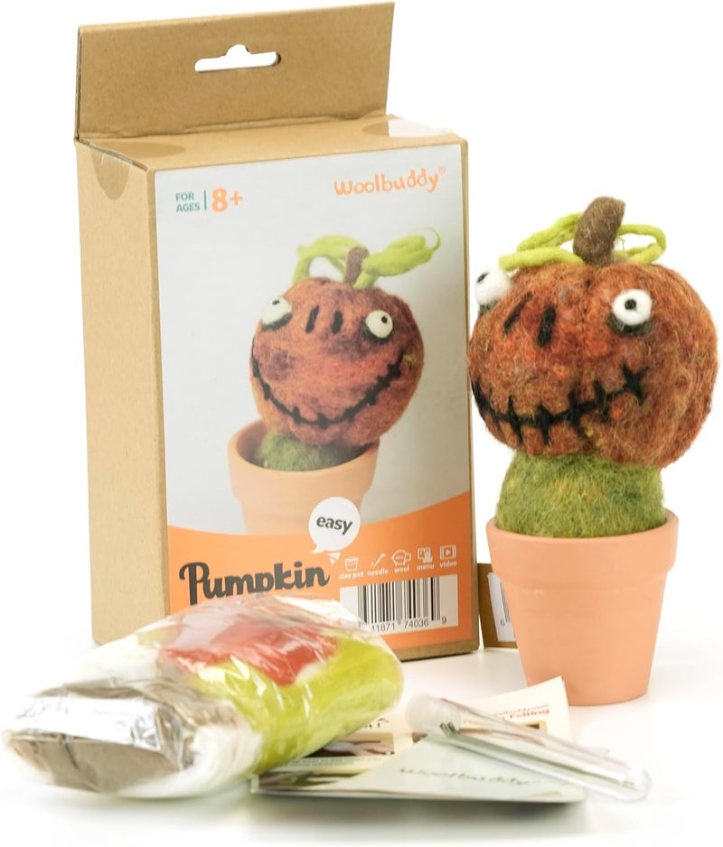 Woolbuddy Needle Felting Kit, Pumpkin Monster Craft for Beginner Adults, Includes Supplies and Instructions, Creative Design for Unique DIY Projects - Image 1