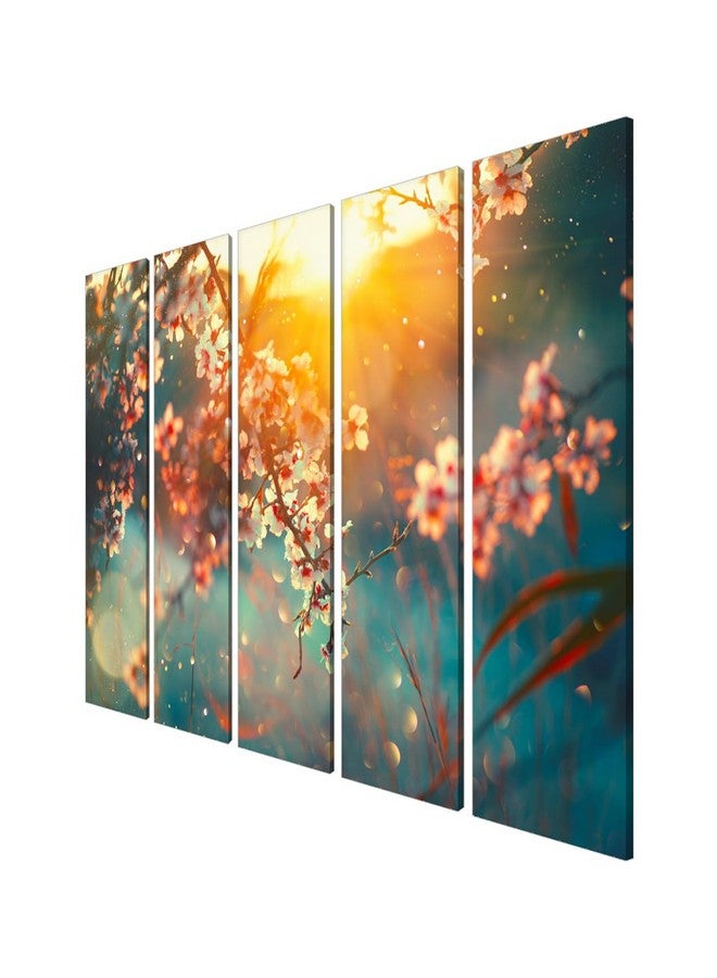 999STORE sunset with flower painting for wall decoration living room bedroom Wall Art Hanging Panels flower painting for wall decoration (101.6 X 60.96 cm) - Set of 5 FramesS5Frames0413 - Image 3
