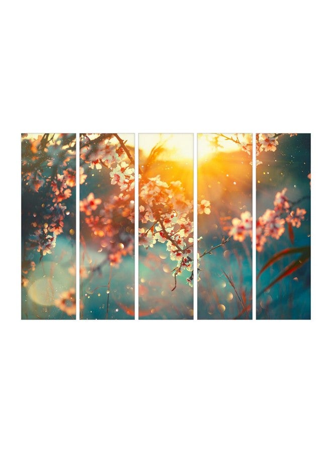 999STORE sunset with flower painting for wall decoration living room bedroom Wall Art Hanging Panels flower painting for wall decoration (101.6 X 60.96 cm) - Set of 5 FramesS5Frames0413 - Image 2