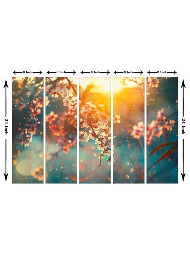 999STORE sunset with flower painting for wall decoration living room bedroom Wall Art Hanging Panels flower painting for wall decoration (101.6 X 60.96 cm) - Set of 5 FramesS5Frames0413 - Image 5