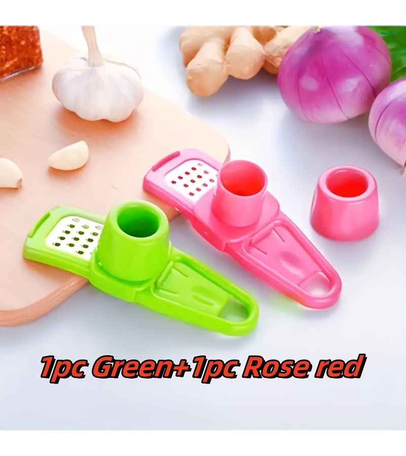 1pc Rose Red Garlic Press Multifunctional Ginger Garlic Grinder Kitchen Cooking Tool - Image 1