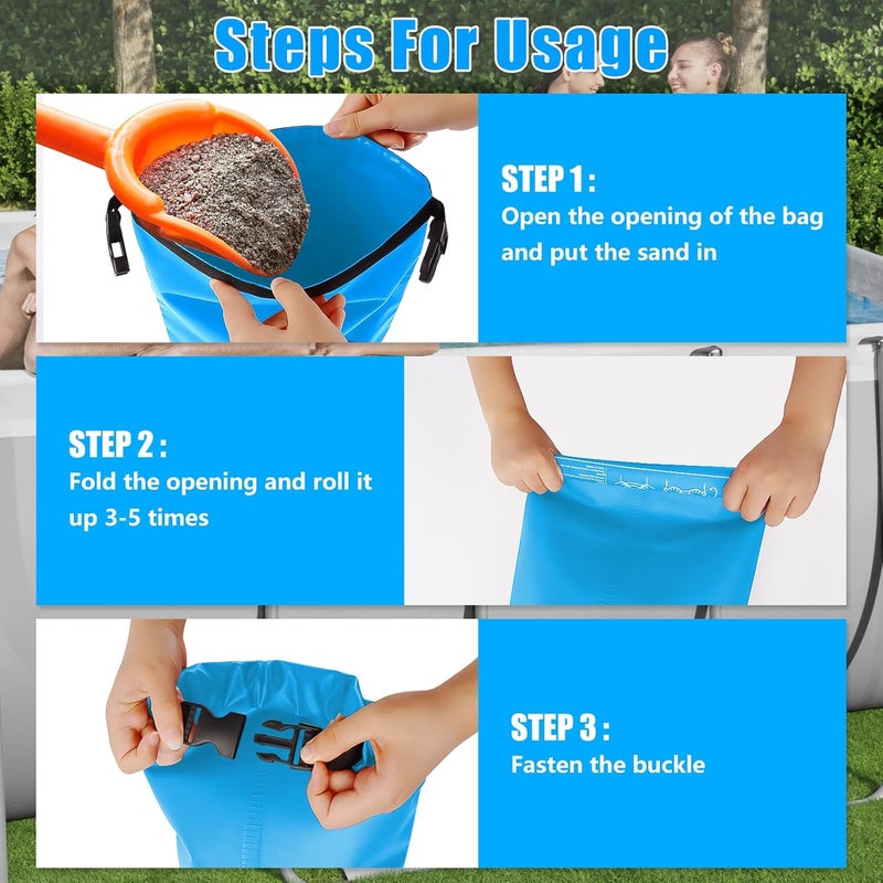 RGJ 2 Pack Universal Pool Step Weights, 10 L No Breaken Pool Ladder Weights for Above Ground Pools, Waterproof Pool Sand Stair Weights for Pool Steps, Easy&Quick Fill Sand (Sky Blue) - Image 5
