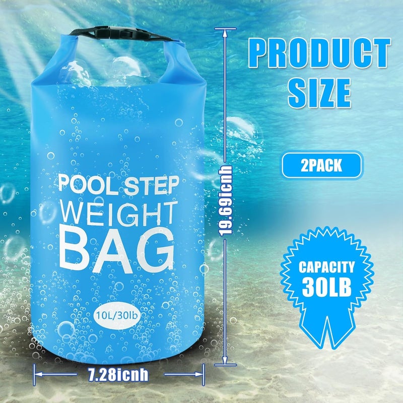 RGJ 2 Pack Universal Pool Step Weights, 10 L No Breaken Pool Ladder Weights for Above Ground Pools, Waterproof Pool Sand Stair Weights for Pool Steps, Easy&Quick Fill Sand (Sky Blue) - Image 2