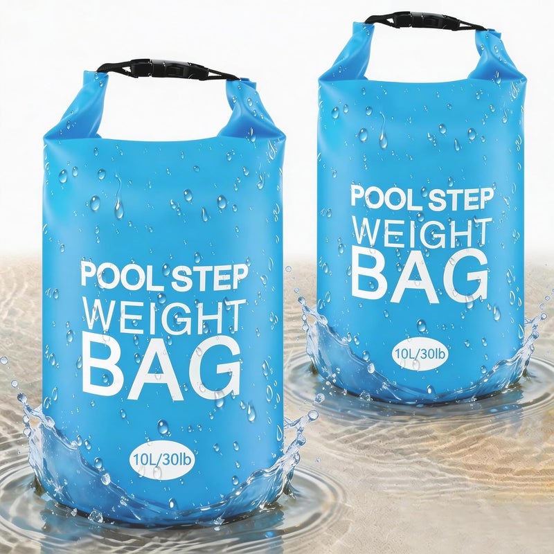 RGJ 2 Pack Universal Pool Step Weights, 10 L No Breaken Pool Ladder Weights for Above Ground Pools, Waterproof Pool Sand Stair Weights for Pool Steps, Easy&Quick Fill Sand (Sky Blue) - Image 1