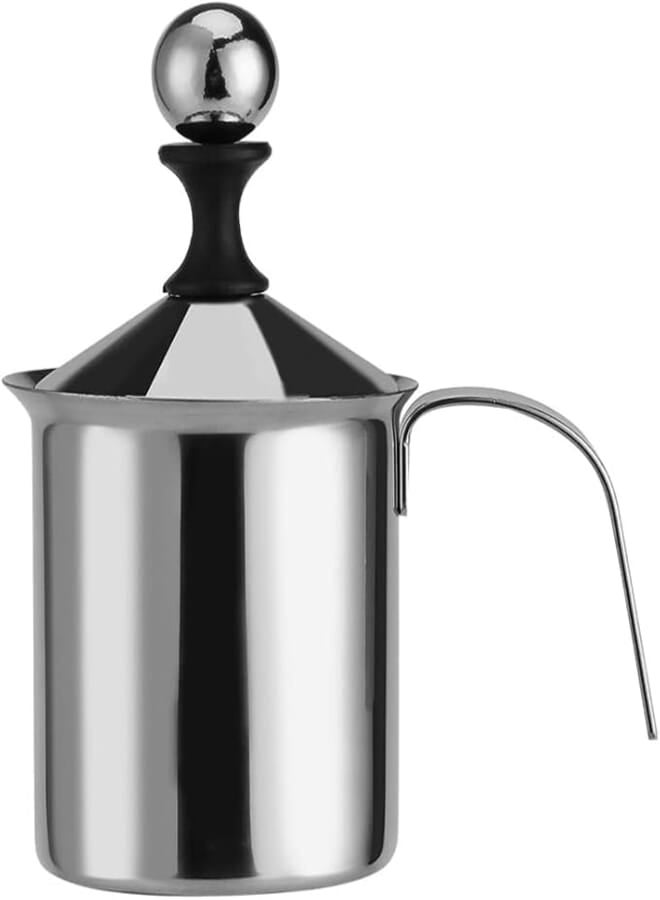 Moxly Stainless Steel Milk Frother, for Hot and Cold Coffee, Coffee Foam Maker, Handheld Pitchers Milk Bubbler Double Mesh Foam Maker 201 Stainless Steel Milk Frother (400ML) (MXK-509)