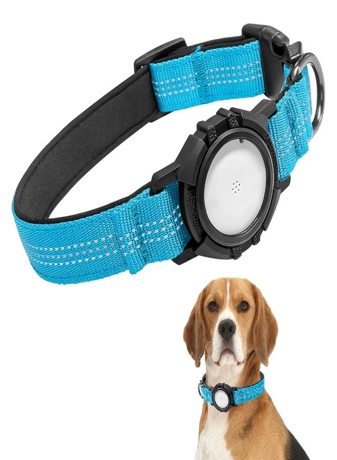 Rechale Upgraded AirTag Dog Collar, Reflective & Waterproof Adjustable Dog Collar, Secure Fit for Small Medium Large Dogs, Durable Nylon Pet Collar with Easy AirTag Holder for Real-Time Location (Blue M) - Image 1