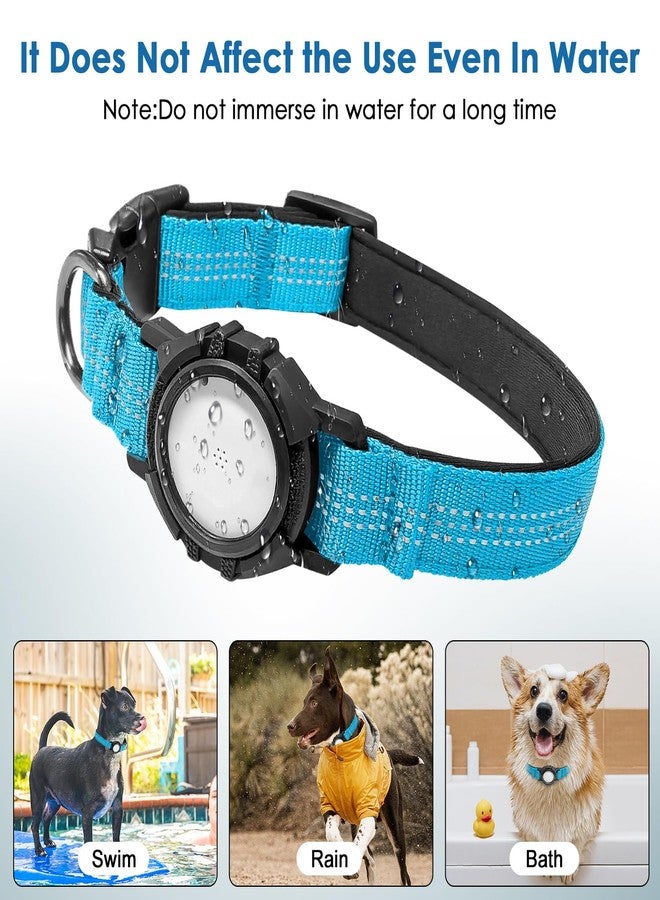 Rechale Upgraded AirTag Dog Collar, Reflective & Waterproof Adjustable Dog Collar, Secure Fit for Small Medium Large Dogs, Durable Nylon Pet Collar with Easy AirTag Holder for Real-Time Location (Blue M) - Image 2