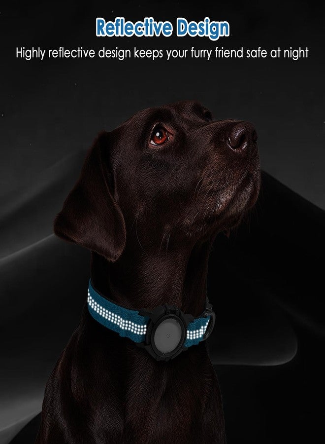 Rechale Upgraded AirTag Dog Collar, Reflective & Waterproof Adjustable Dog Collar, Secure Fit for Small Medium Large Dogs, Durable Nylon Pet Collar with Easy AirTag Holder for Real-Time Location (Blue M) - Image 4