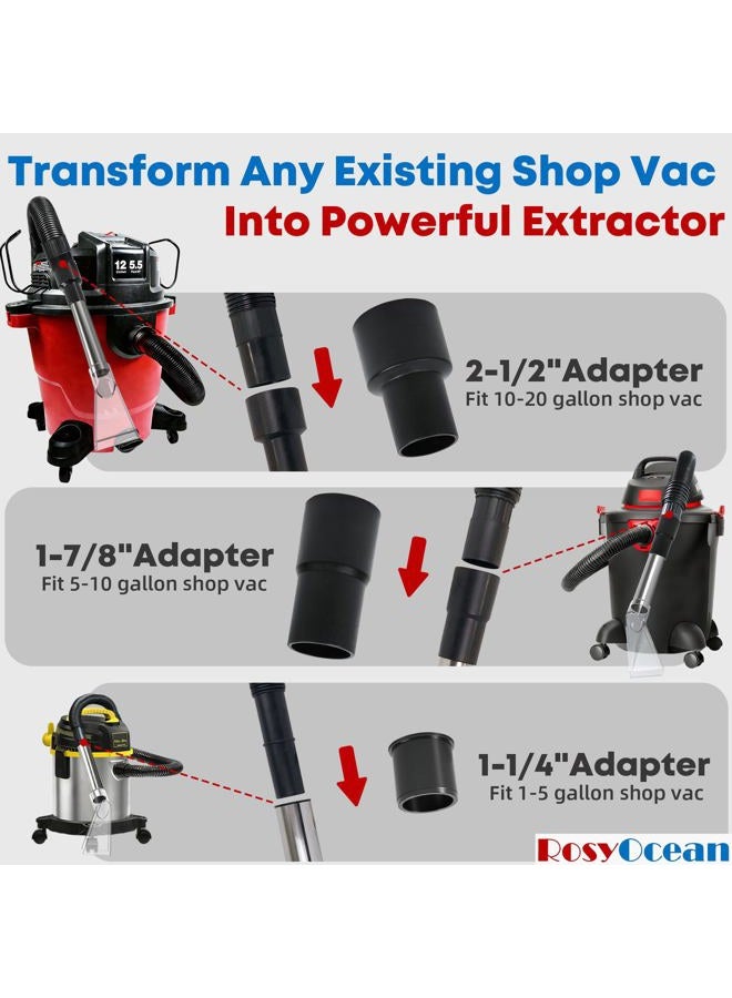 RosyOcean Universal Compatible with All Shop Vacs Extractor Attachment with 2-1/2" & 1-7/8" & 1-1/4" Three Adapters Auto Detailing Vacuum Head Extraction Accessories for Upholstery & Carpet Cleaning - Image 2