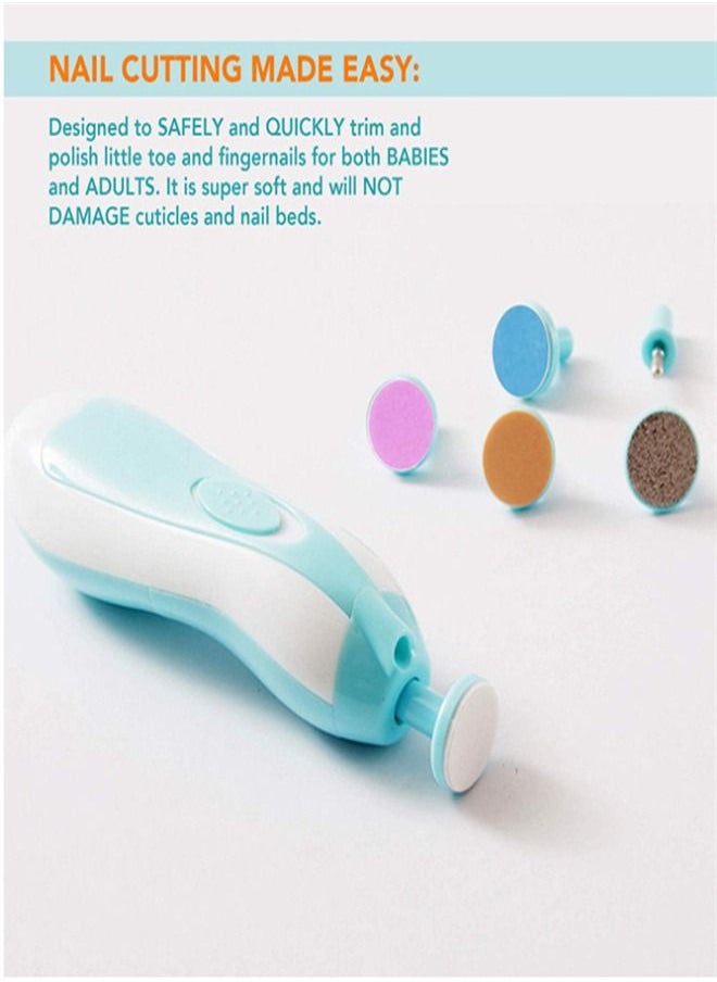 Generic Blue Baby Electric Nail File With LED Front Light Baby Safe Nail Clippers For Newborn or Toddler Toes And Fingernails Baby And Mom Nail Trimmer  - Image 3