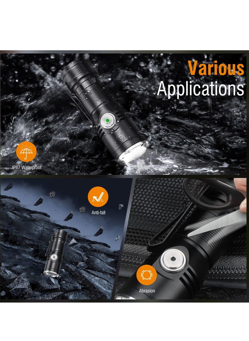 KASTWAVE - ET15 Mini EDC Flashlight Rechargeable High Lumen 2000 - Small Powerful Pocket Flashlights with Clip Magnet, USB C IP67 Waterproof LED Tiny Flash Light - Image 1