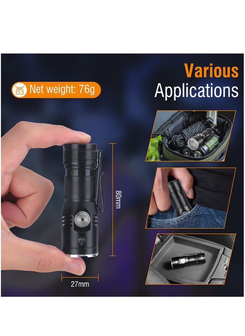 KASTWAVE - ET15 Mini EDC Flashlight Rechargeable High Lumen 2000 - Small Powerful Pocket Flashlights with Clip Magnet, USB C IP67 Waterproof LED Tiny Flash Light - Image 1