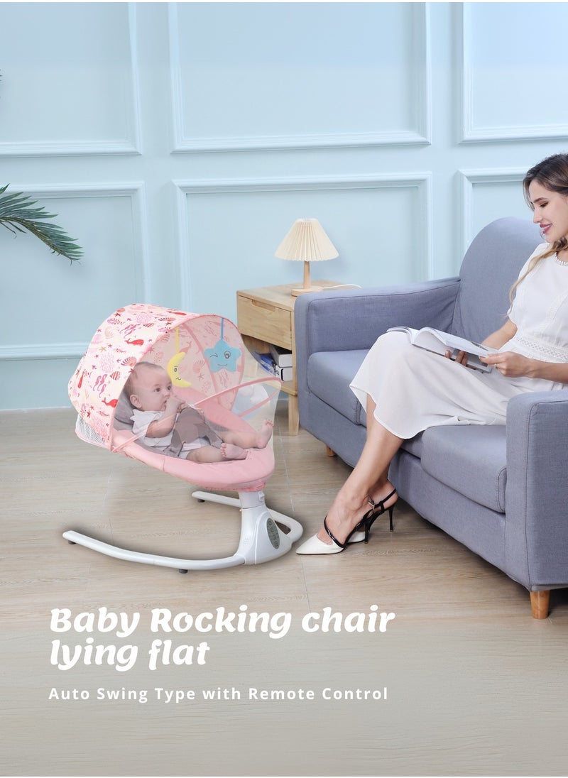 Moms Magic Baby Rocking Chair – Auto Swing with Remote Control, Bluetooth Music, USB Port, 4-Gear Electric Swing, Lying Flat for Comfort  - Image 2