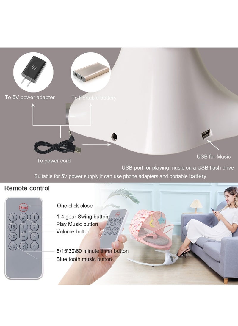 Moms Magic Baby Rocking Chair – Auto Swing with Remote Control, Bluetooth Music, USB Port, 4-Gear Electric Swing, Lying Flat for Comfort  - Image 5