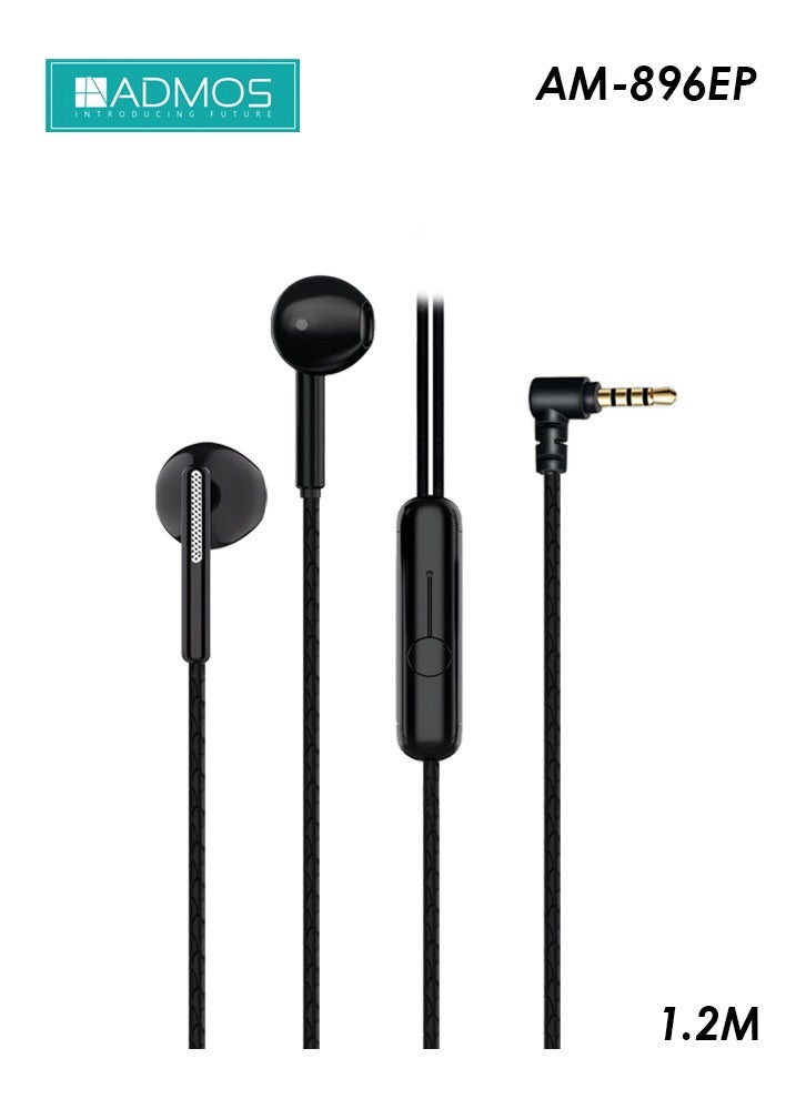 Admos ADMOS AM-896EP Stereo Music Earphones, 3.5mm Plug, 1.2m Tangle-Free Cable, Comfortable Fit, HD Calling, High-Fidelity Sound Quality  - Image 1