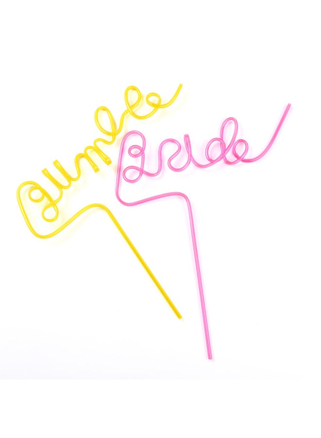 PET PETG Diamond Ring Creative Straw Bridegroom And Bride Romantic Wedding Bride Letter Straw English Letter-Color:Pink  - Image 3