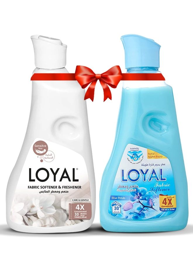 لويال منعم أقمشة 2 × 750 مل عناية لطيفة + بتلات زرقاء