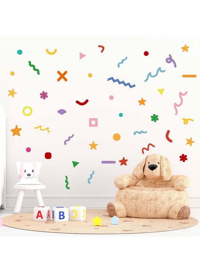 JIABEIUS Colorful Sprinkle Confetti Wall Stickers, Peel and Stick DIY Simple Line Graphics Wall Decals for Girls Bedroom, Nursery, Living Room, Playing Room - Image 1