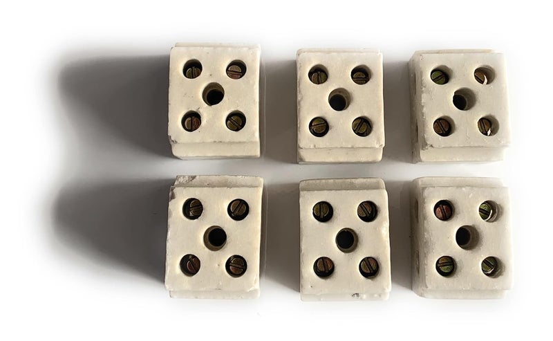 Litost 2 Way 16A Ceramics Terminal Blocks High Temp Porcelain Ceramic Connectors Pack of 6