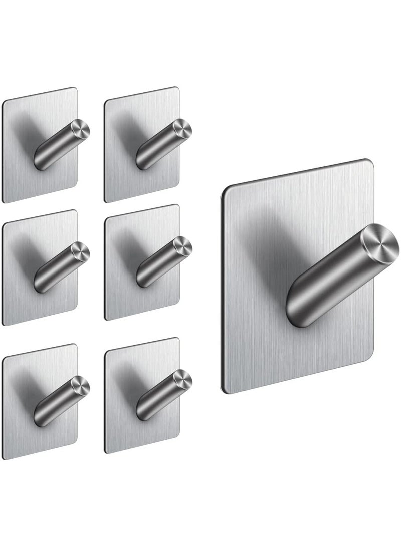 Pack of 7 Wall Hooks, Adhesive Hook Up with Double-Sided Tape, Anti-Rust and Waterproof Hook for Bathroom, Kitchen, Hanging, Coat Robe, Towel, Key - Image 1