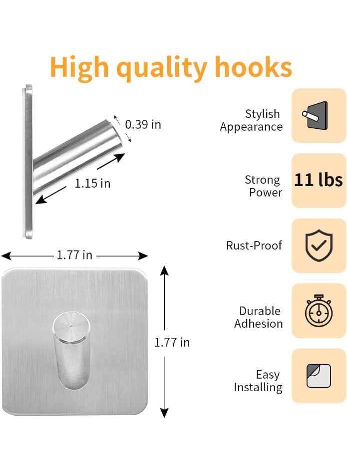 Pack of 7 Wall Hooks, Adhesive Hook Up with Double-Sided Tape, Anti-Rust and Waterproof Hook for Bathroom, Kitchen, Hanging, Coat Robe, Towel, Key - Image 3