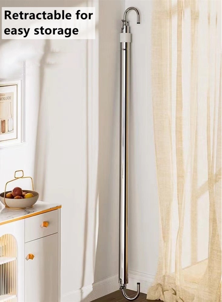 كوتيس 1-قطعة مجفف الملابس قابل للسحب تجفيف الملابس القطب الفولاذ المقاوم للصدأ الفضة - Image 5