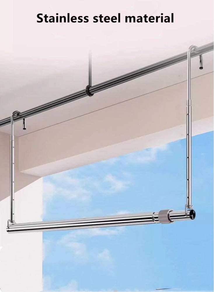 كوتيس 1-قطعة مجفف الملابس قابل للسحب تجفيف الملابس القطب الفولاذ المقاوم للصدأ الفضة - Image 2