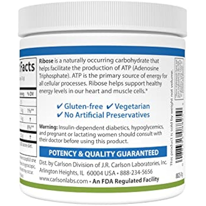 Carlson - Ribose, 100% Pure D-Ribose, Non-GMO, Energy Production, Muscle Recovery & Athletic Performance, 3.53 oz (100 g) - Image 3