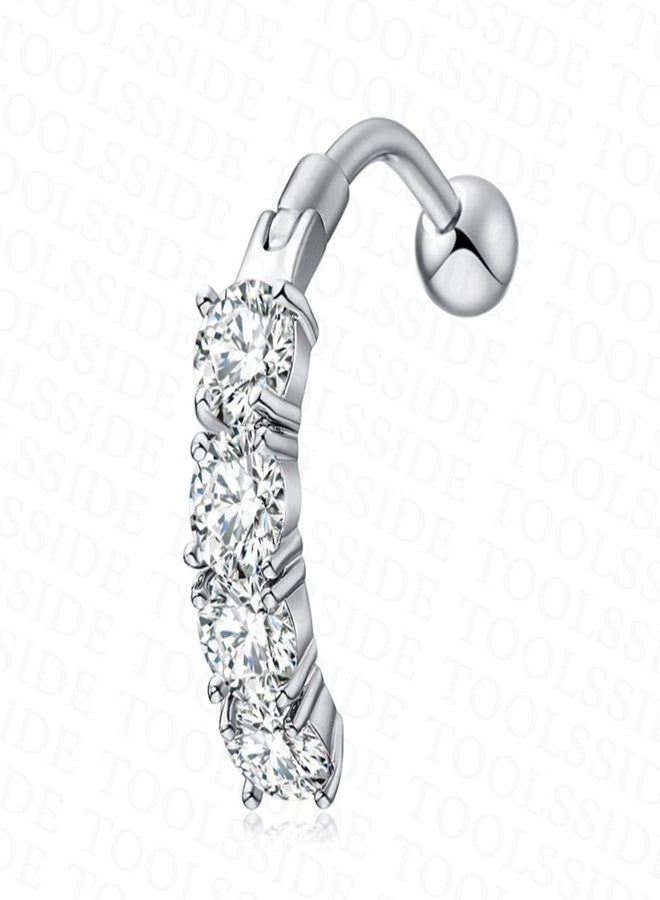 TOOLSSIDE مجوهرات ثقب السرة من TOOLSSIDE VCH مع 4 أحجار زركونيوم شفافة، مصنوعة من الفولاذ المقاوم للصدأ، حلقات ثقب السرة للنساء، مقاس 14G - Image 1