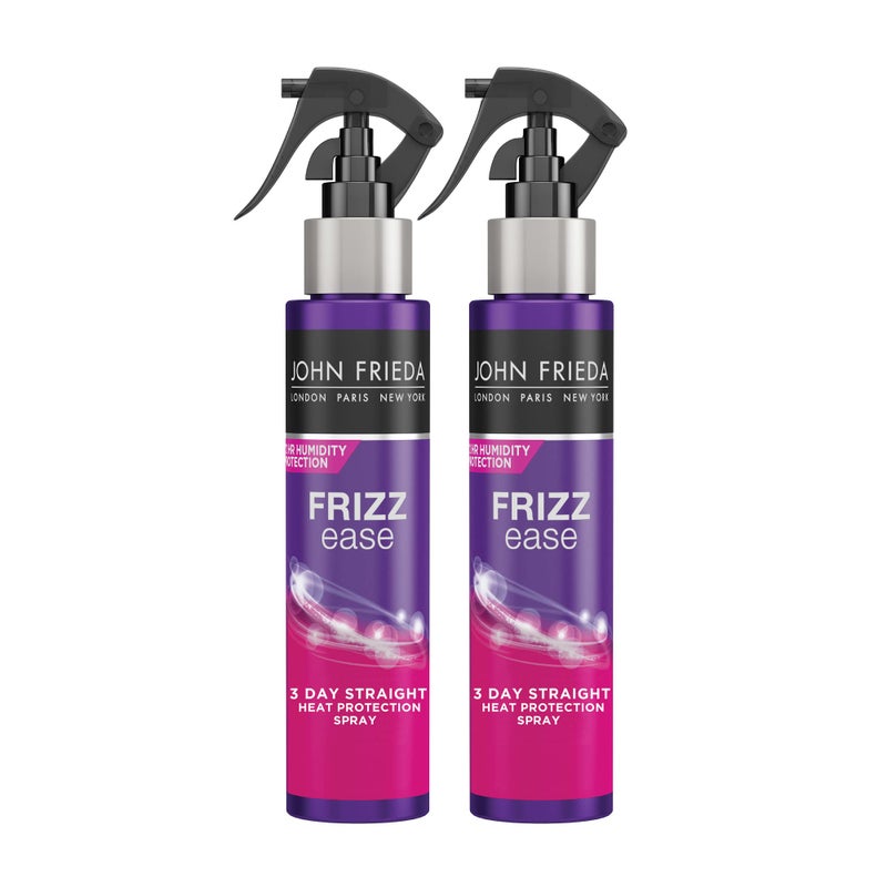 John Frieda Frizz Ease 3 Day Straight Heat Protection Spray, Keeps Hair Straight and Frizz-Free for 3 Days, Keratin-Infused Flat Iron & Styling Spray for a Smooth, Sleek Finish, 3.5 Oz, Pack of 2 - Image 1