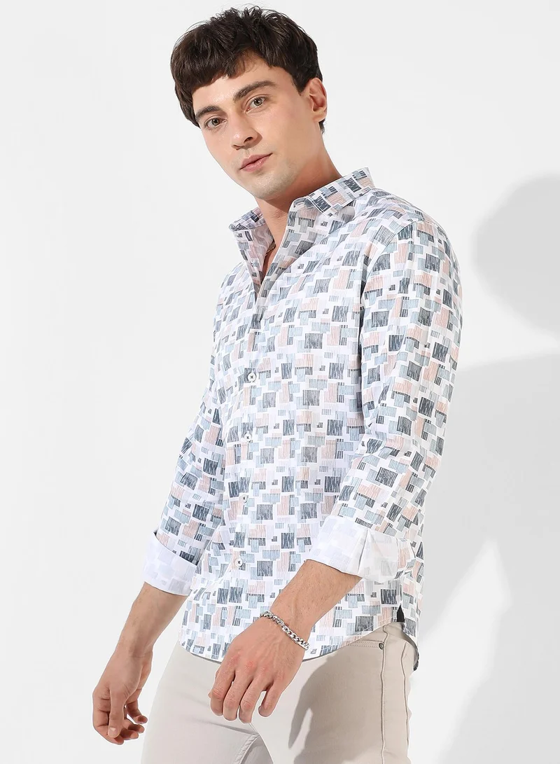 Campus Sutra Men's Multicolour Printed Regular Fit Casual Shirt