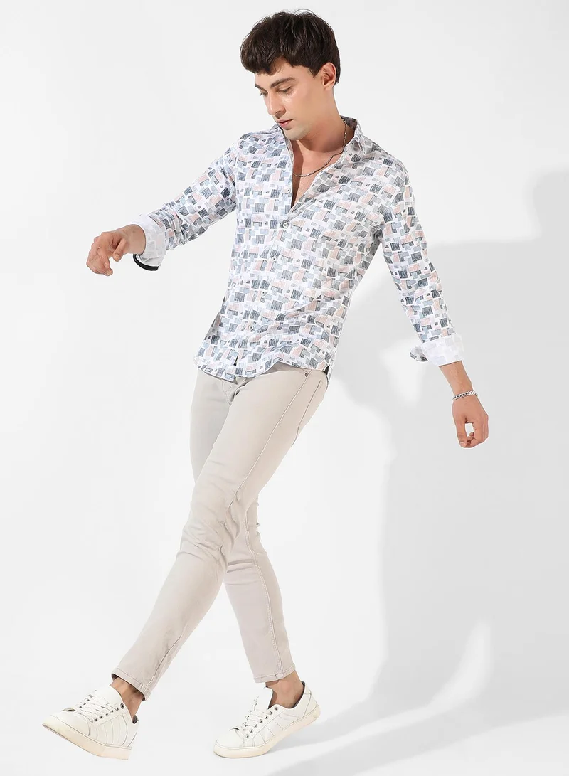 Campus Sutra Men's Multicolour Printed Regular Fit Casual Shirt