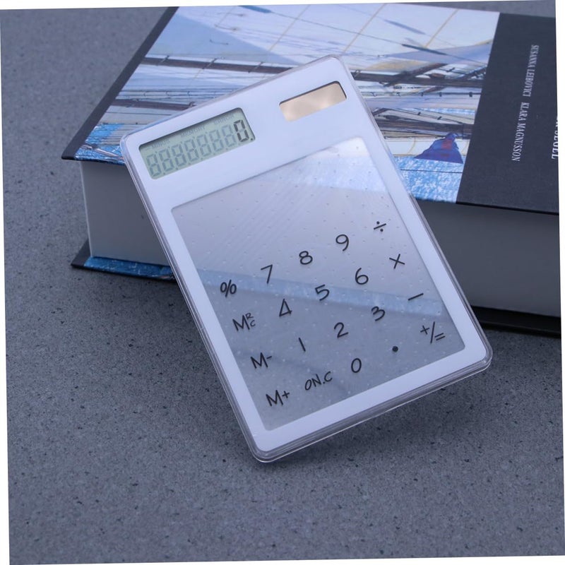 Solar Powered Calculator Touch Panel Lightweight Portable White 11 9 x 8 1 x 0 5cm - Image 3