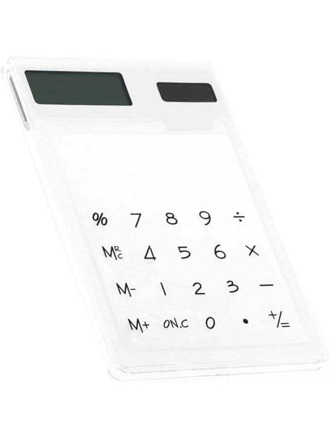 Solar Powered Calculator Touch Panel Lightweight Portable White 11 9 x 8 1 x 0 5cm - Image 1